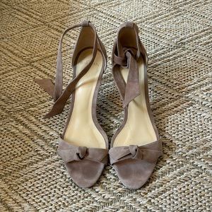 Alexandre Birman ankle tie suede tan shoes, Size 38 1/2.
